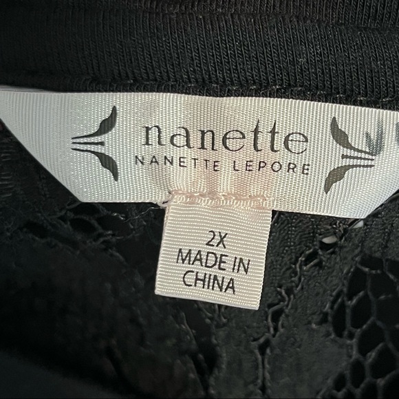 Nanette Nanette Lepore Top Womens 2X Lace Stretch Capsule Basic Gothic Black - Picture 6 of 12